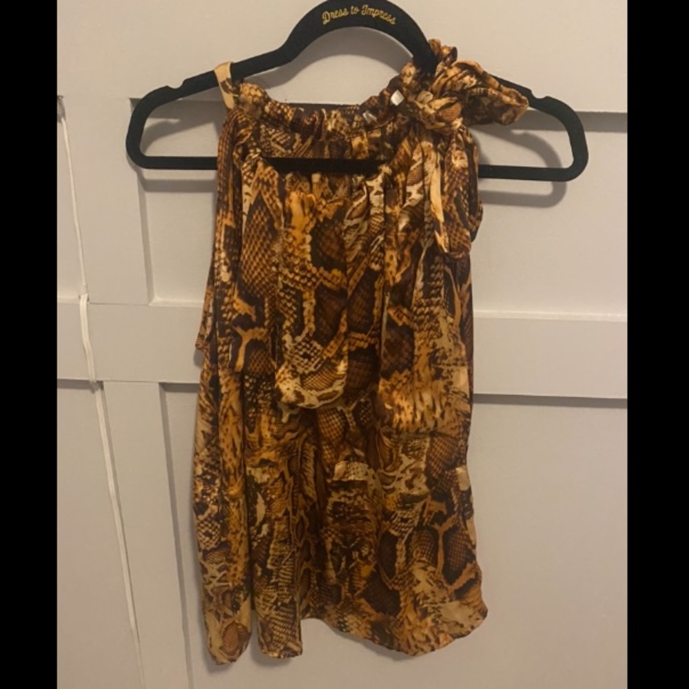 Y2k Snakeskin Satin Ruffle Blouse - image 2